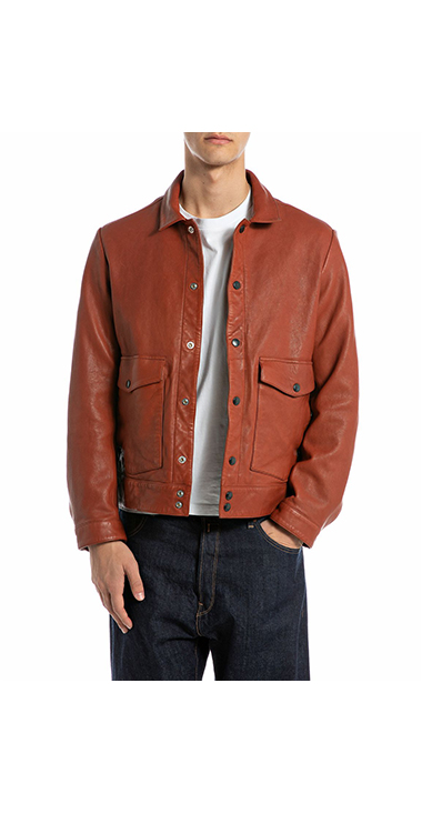 リラックスフィット ワックスレザージャケット